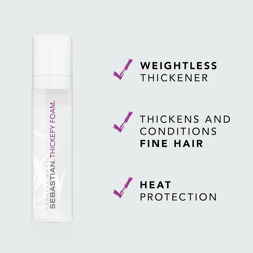 Sebastian Professional Thickefy Foam | Flexible Hold Styling | Thickens & Conditions Fine Hair | 6.8 Fl Oz