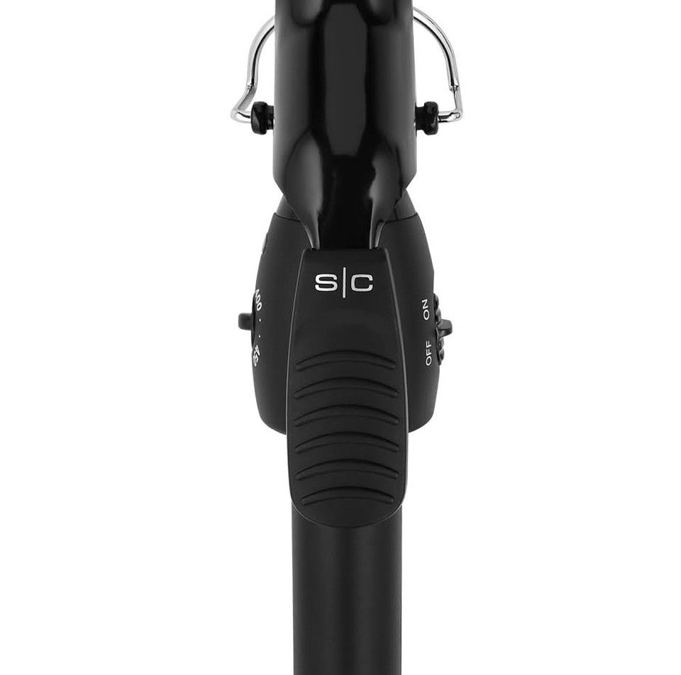 Stylecraft Stay-Temp Black Gold Professional Curling Iron With Extra-Long Thumb Grip, Extended Barrel, Marcel