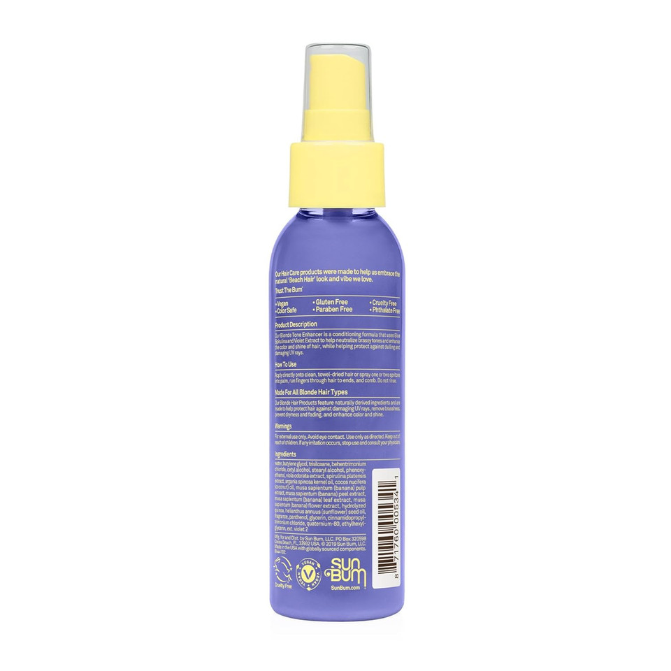 Sun Bum Blonde Tone Enhancer - Neutralizes Brass And Enhances Color And Shine Of Blonde Hair - Protecting Toner Against Uv Rays - Made Without Parabens And Cruelty Free - 4 Oz Sun Bum Blonde Tone Enhancer - Neutralizes Brass And Enhances Color And Shine Of Blonde Hair - Protecting Toner Against Uv Rays - Made Without Parabens And Cruelty Free - 4 Oz