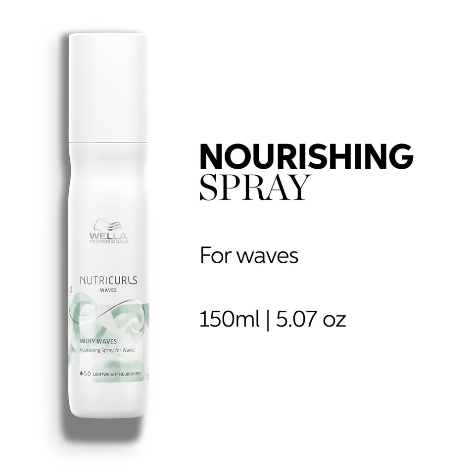 Wella Professionals Nutricurls Milky Waves Nourishing Leave-In Spray For Wavy Hair | Manageability For Soft Alluring Waves | 24H Anti-Frizz Control | 5.07 Fl Oz
