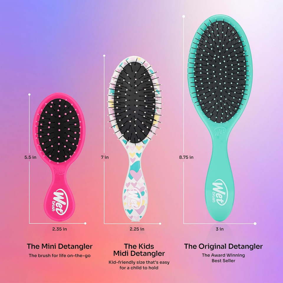 Wet Brush Kids Detangler Hair Brushes - Rainbows - Midi Detangling Brush With Ultra-Soft Intelliflex Bristles Glide Through Tangles With Ease - Pain-Free Comb For All Hair Types