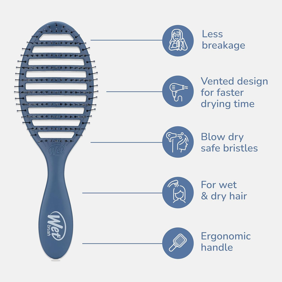 Wet Brush Speed Dry Hair Brush, Elemental Blue, Vented Design & Soft Heatflex Bristles, Blow Dry Safe, Ergonomic Handle Manages Tangles & Uncontrollable Strands, Pain-Free Hair Accessories