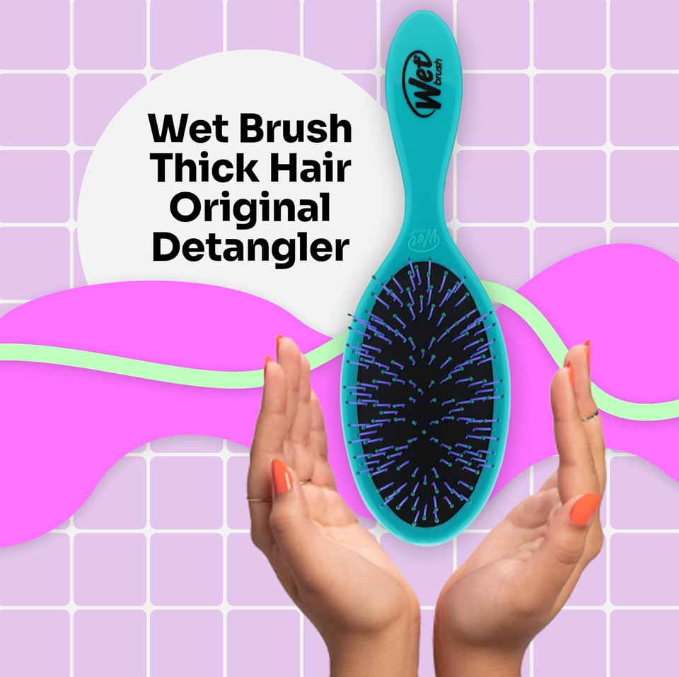 Wet Brush Thick Hair Detangling Brush, Teal - Ultra-Soft Intelliflex Bristles Glide Through Tangles With Ease - Pain-Free Detangler For All Types, Wet & Dry Hair