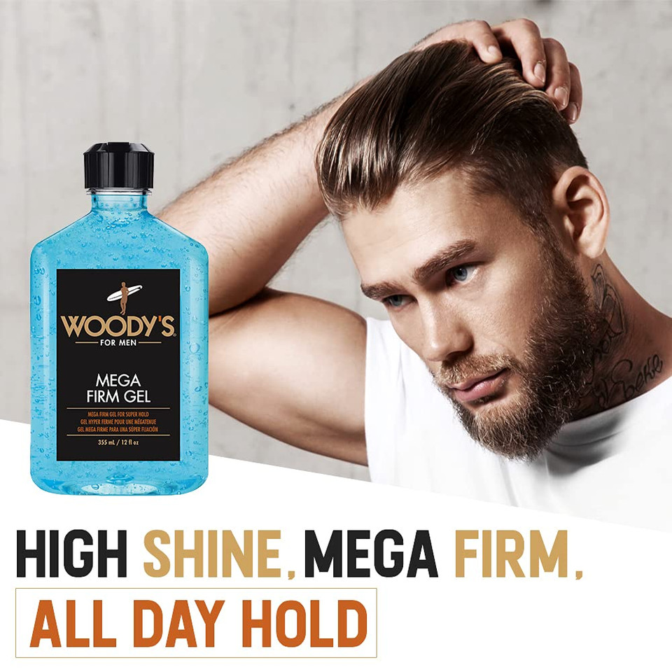 Woody'S Mega Firm Hair Gel For Men, Strong Hold, Alcohol-Free, No Flakes, Men'S Hair Gel For Strong Hold Styling, Mens Styling Gel - 12 Fl Oz Woody'S Mega Firm Hair Gel For Men, Strong Hold, Alcohol-Free, No Flakes, Men'S Hair Gel For Strong Hold Styling, Mens Styling Gel - 12 Fl Oz