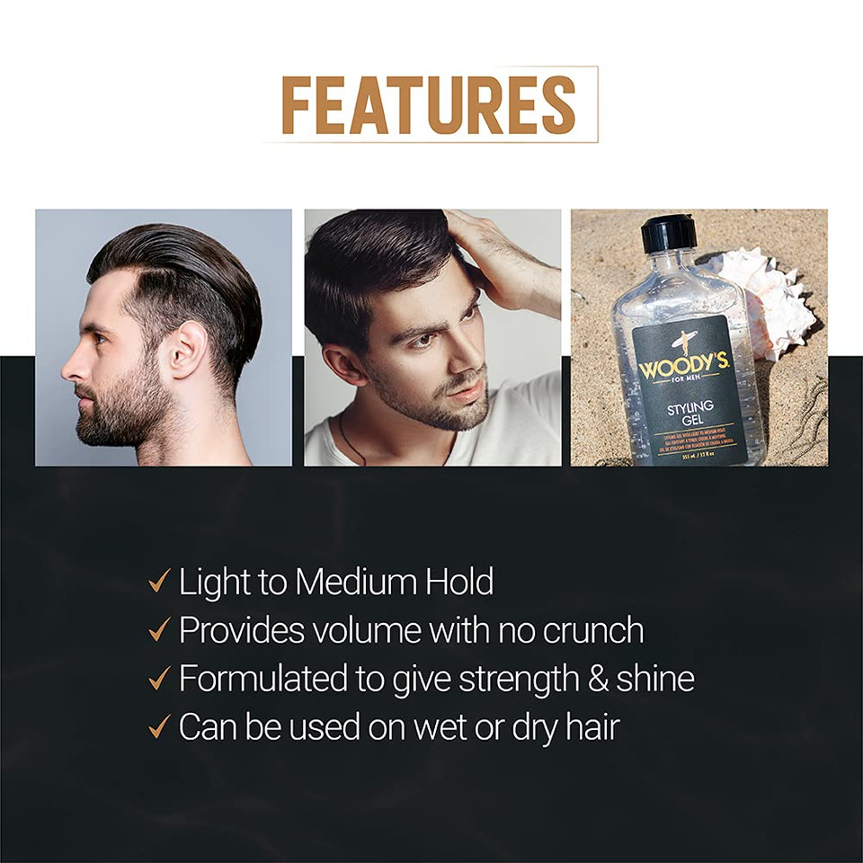 Woody'S Styling Gel For Men  Alcohol-Free Men'S Hair Gel With Light To Medium Hold, No Crunch, Touchable Finish, 12 Fl Oz Woody'S Styling Gel For Men  Alcohol-Free Men'S Hair Gel With Light To Medium Hold, No Crunch, Touchable Finish, 12 Fl Oz