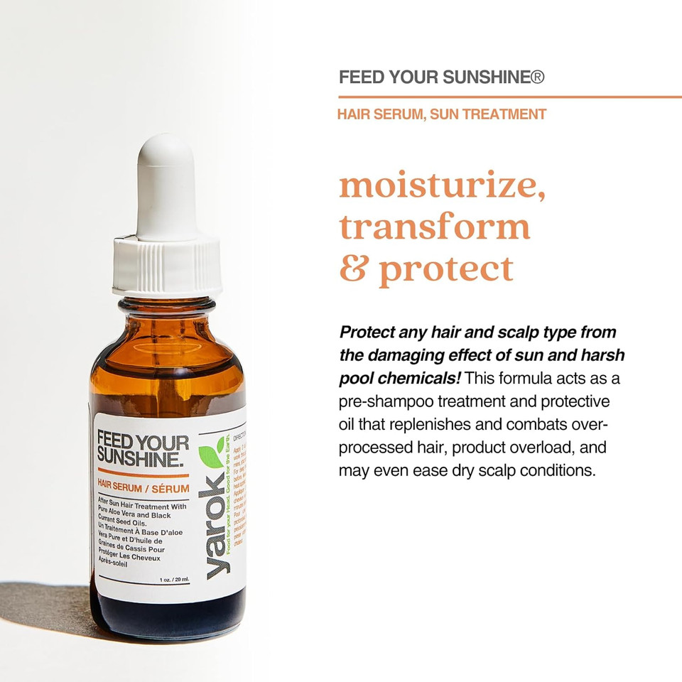 Yarok - Feed Your Sunshine Organic Sun Repair Hair Serum - Moisturize, Transform & Protect - Protect Hair & Scalp From Sun & Pool Damage - 100% Vegan - Gluten, Sulfate, Paraben & Cruelty Free - 1Oz Yarok - Feed Your Sunshine Organic Sun Repair Hair Serum - Moisturize, Transform & Protect - Protect Hair & Scalp From Sun & Pool Damage - 100% Vegan - Gluten, Sulfate, Paraben & Cruelty Free - 1Oz