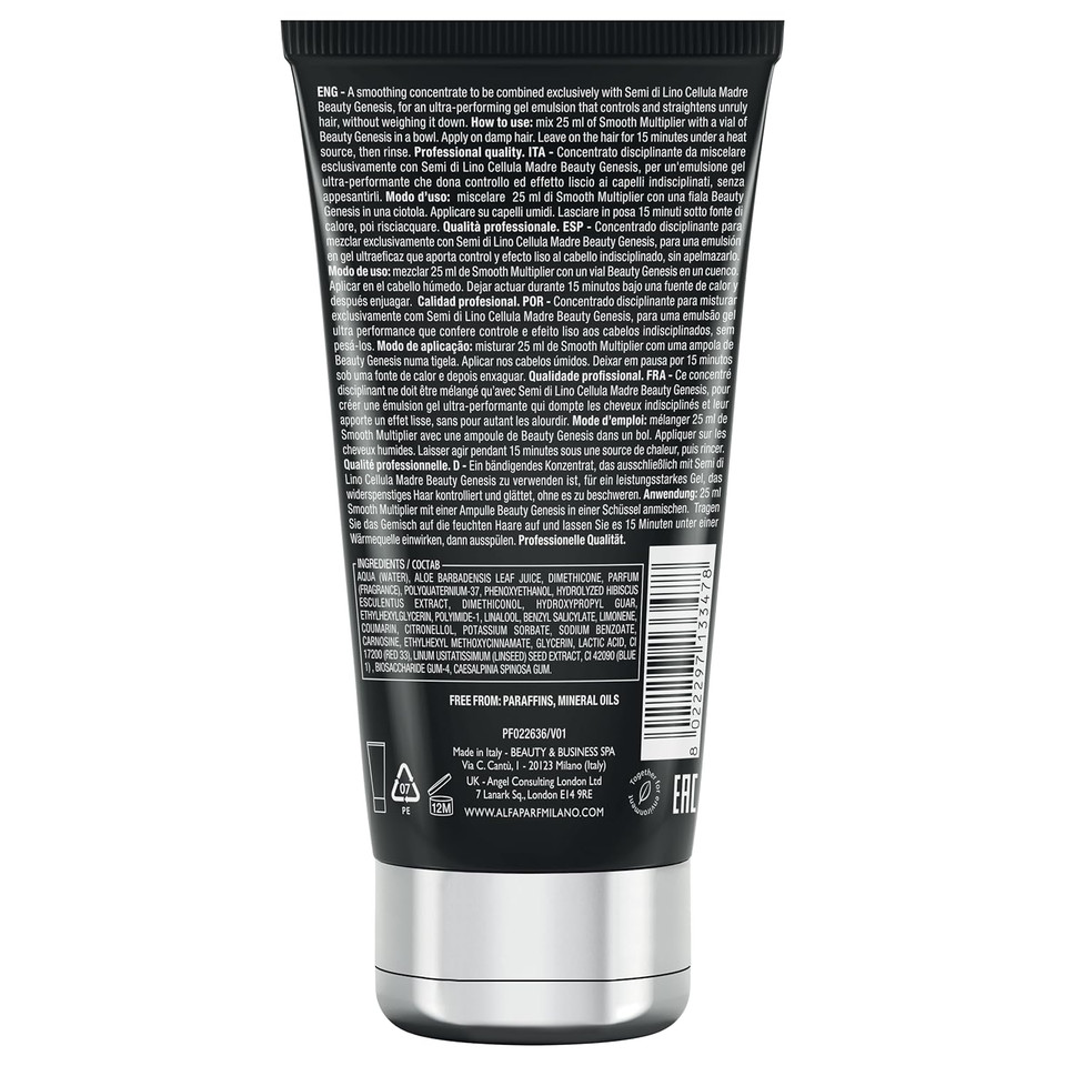 Alfaparf Milano Semi Di Lino Cellula Madre Smooth Multiplier - Shiny Hair Gel Treatment For Daily Frizz Control - Use As A Smoothing Anti Frizz Gel For Hair Shine + Manageability (5.07 Fl Oz)