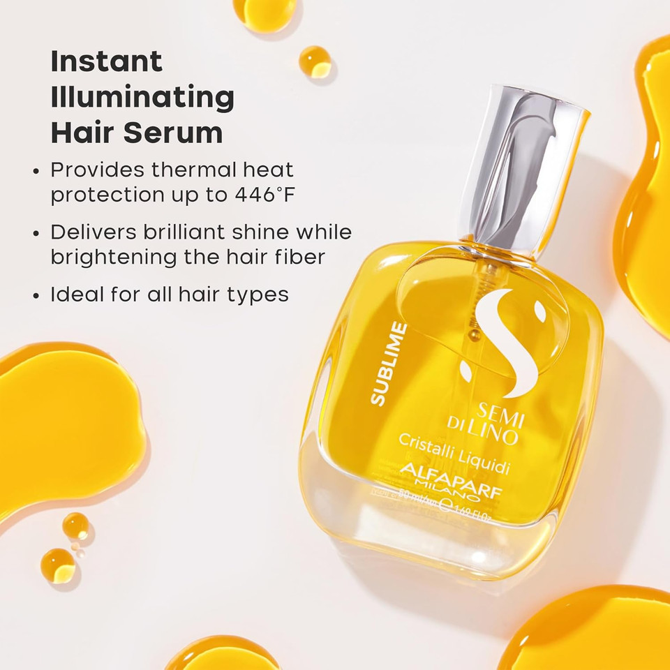 Alfaparf Milano Semi Di Lino Moisture Nutritive Deep Conditioning Hair Mask (6.76 Oz) + Sublime Cristalli Liquid Hair Oil (1.01 Oz) - Moisturizing Hair Mask & Smoothing Serum With Thermal Protection