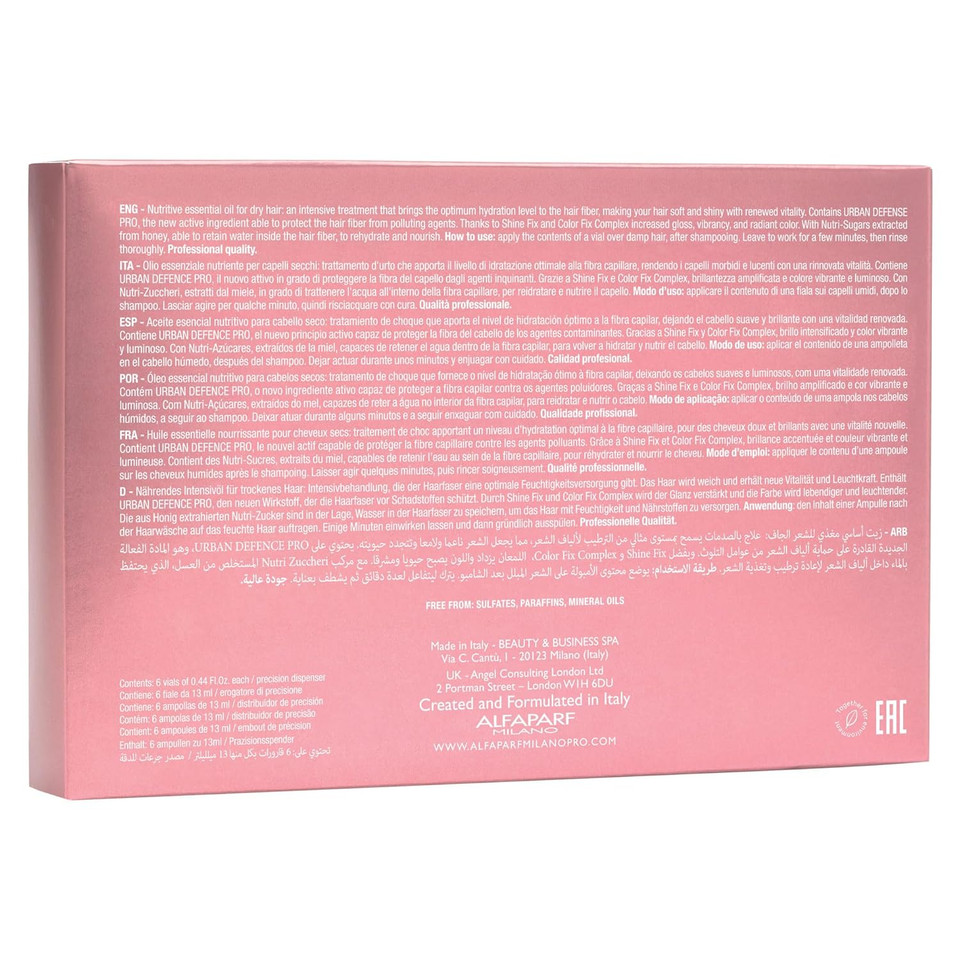 Alfaparf Milano Semi Di Lino Moisture Nutritive Essential Hair Oil - Professional Hair Oil Treatment To Protect & Prolong Color Treated Hair - Sulfate + Paraben Free (6 Vials - 13Ml / 0.44 Fl. Oz)