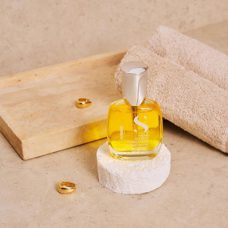 Alfaparf Milano Semi Di Lino Sublime Cristalli Liquidi Hair Oil Serum With Thermal Protection - Anti Frizz Hair Serum & Smoothing Heat Protectant Spray With Vitamin E For Frizzy Hair (1.01 Oz / 30 Ml)