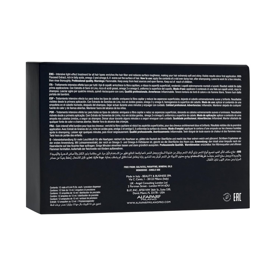 Alfaparf Milano Semi Di Lino Sublime Essential Hair Oil Treatment - Lightweight Hair Treatment For Glossy, Shiny Hair - Increase Softness And Luminosity - Color-Safe (12 Vials, 0.44 Fl Oz Each)