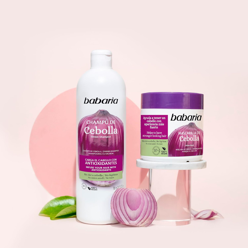 Babaria Onion Hair Mask - No Smell, No Tears - Improves Hair Growth - Adds Gloss And Shine - Reduces Itchy Scalp, Dandruff, And Frizz - 2 Pc
