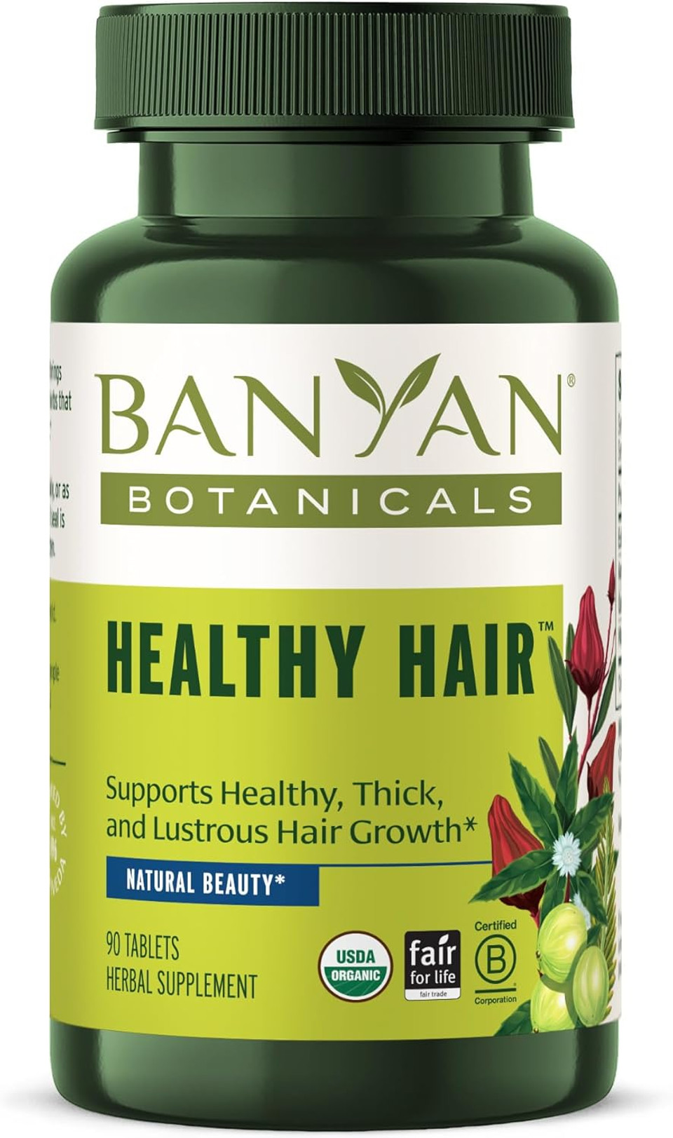 Banyan Botanicals Healthy Hair Tablets  Organic Hair Supplement With Amla & Bhringaraj  Ayurvedic Hair Care For Healthy, Thick & Lustrous Hair*  90 Tablets  Non Gmo Sustainably Sourced Vegan