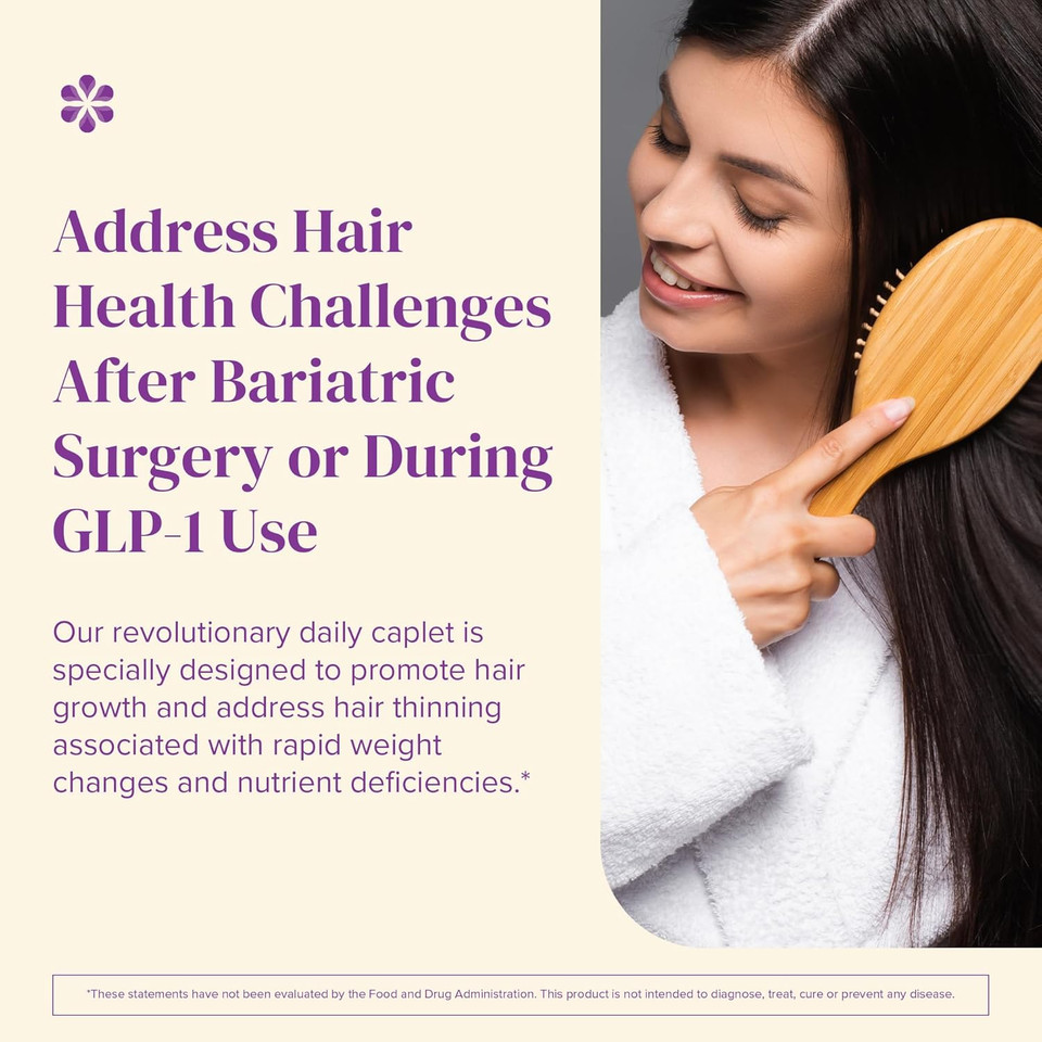 Barimelts Hair Health+ For Glp-1 Users And Bariatric Patients - Hair Growth Supplement Helps Reduce Visible Hair Thinning - 30 Smooth-Coated Caplets (1-Month Supply)?