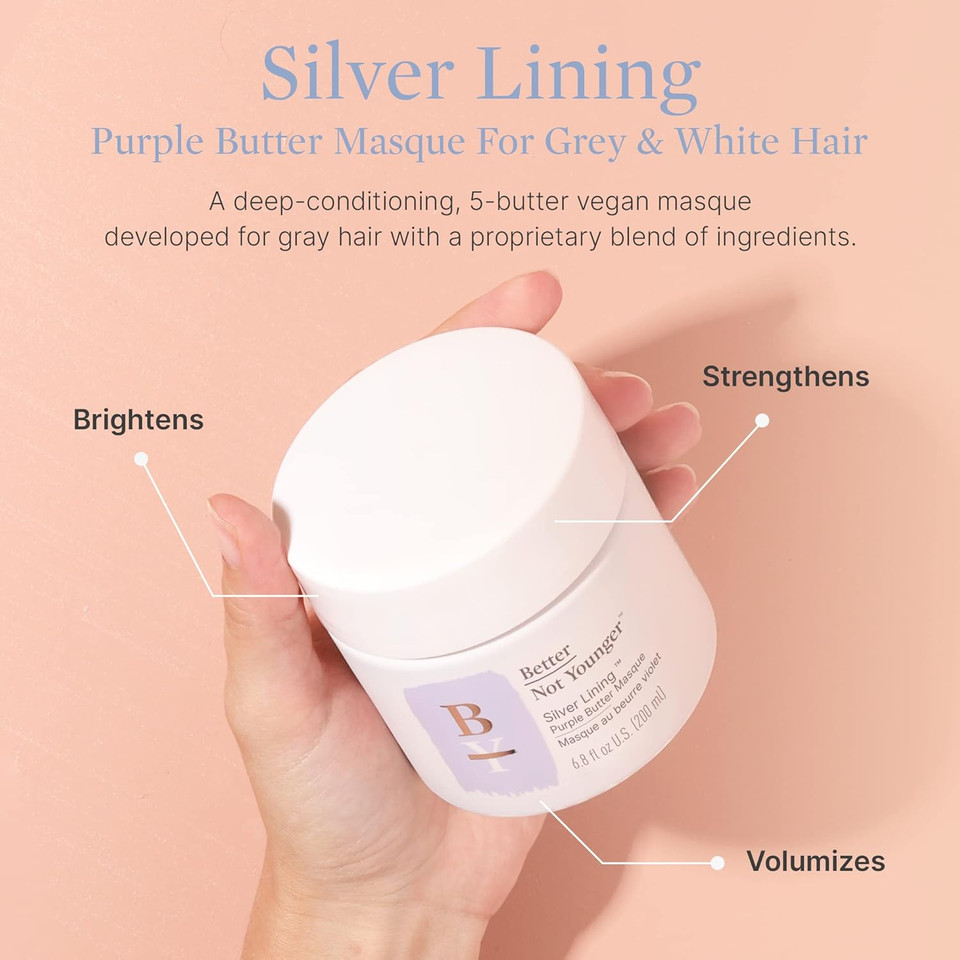 Better Not Younger Silver Lining Purple Butter Masque  Hydrating Formula With Mango & Avocado  Nourishes Dry, Brittle Hair Without Weighing Down  Eliminates Brassiness & Softens Dry Gray Hair