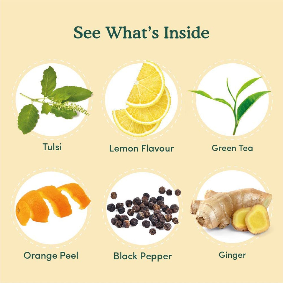 Vahdam, Lemon Ginger Green Tea Bags (100 Count) Med Caffeine, Non Gmo, Gluten Free | Fruity Flavor - Zesty Lemon & Orange Peel | Whole Loose Leaf Tea Bags | Resealable Ziplock Pouch Vahdam, Lemon Ginger Green Tea Bags (100 Count) Med Caffeine, Non Gmo, Gluten Free | Fruity Flavor - Zesty Lemon & Orange Peel | Whole Loose Leaf Tea Bags | Resealable Ziplock Pouch