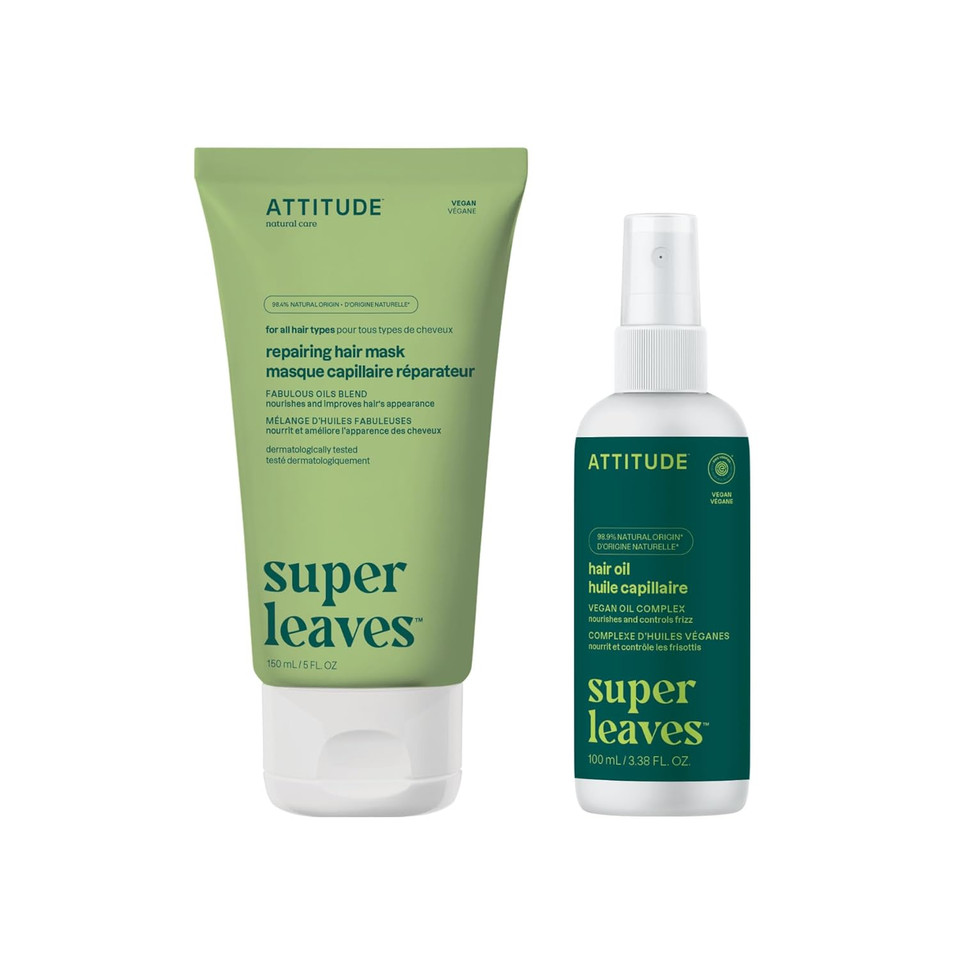 Bundle Of Attitude Repairing Hair Mask, Nourishes And Improves Hair'S Appearance, Pink Argan, 8 Fl Oz + Attitude Nourishing Hair Oil, Ewg Verified, Softens Dry Hair, Dermatologically Tested,100 Ml