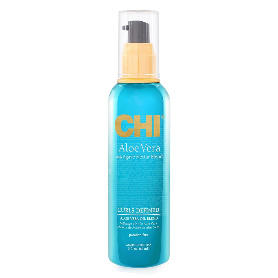 Chi Aloe Vera Oil, Add Strength, Shine & Moisture To Weak Hair, For Curly Hair Types, Sulfate, Paraben, & Cruelty-Free, 3 Oz