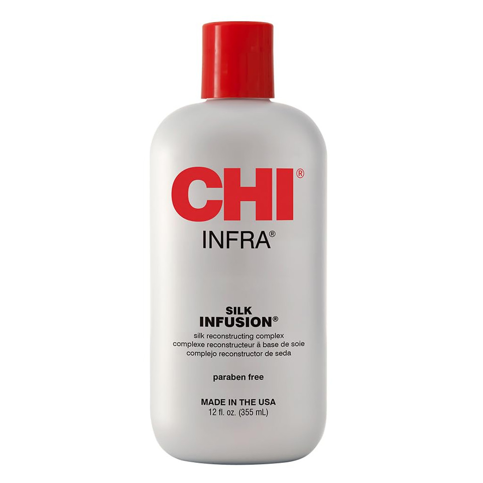 Chi Infra Silk Infusion, Leave-In Reconstructing Treatment To Strengthen & Protect All Hair Types, Alcohol-Free, 12 Oz