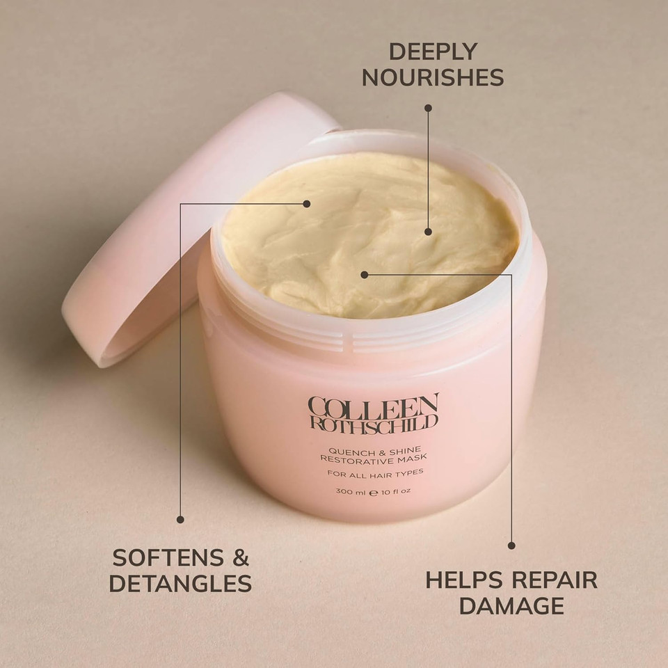 Colleen Rothschild Quench & Shine Restorative Mask | Deeply Nourishing Conditioning Treatment | Color-Safe Formula | Strengthening Hair Repair | Revives All Hair Types (10 Fl Oz)