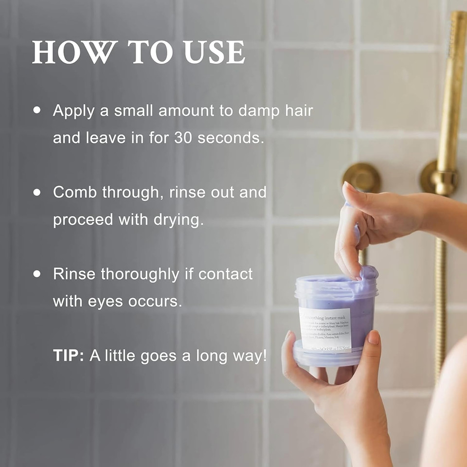 Davines Love Smoothing Instant Mask, Anti-Frizz Action For Sleek And Smooth Results, 1 Count, 8.45 Fl. Oz