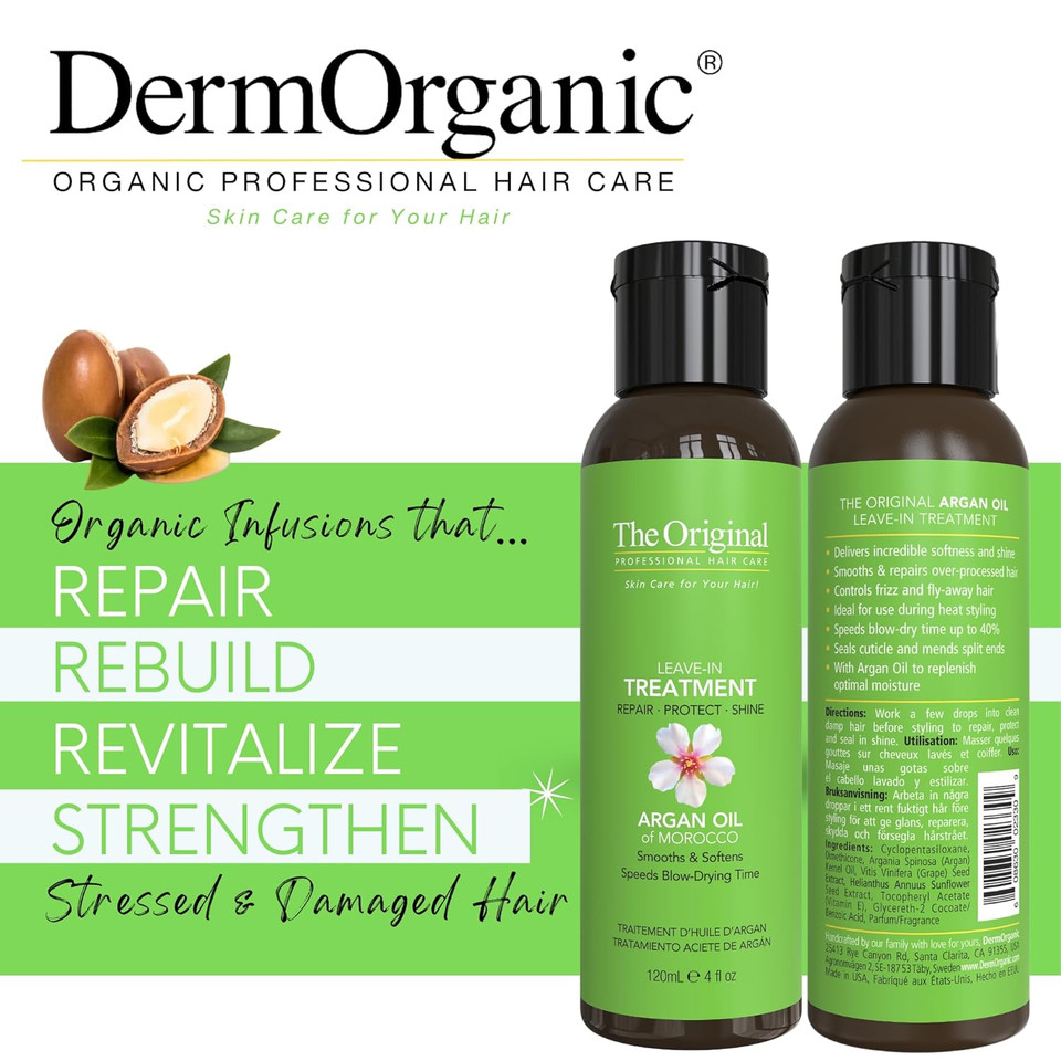 Dermorganic Leave In Hair Treatment With Organic Argan Oil - Seals, Protects, Restores Shine To Dry & Damaged Hair  4 Oz (1 Count) Dermorganic Leave In Hair Treatment With Organic Argan Oil - Seals, Protects, Restores Shine To Dry & Damaged Hair  4 Oz (1 Count)