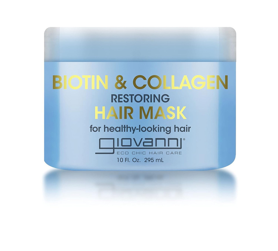 Giovanni Biotin & Collagen Hair Mask - Deeply Conditions, Detangles, Helps Rebond Split Ends, For All Hair Types, Moisturizing, Helps Create Shine & Manageability, Cruelty-Free, Salon-Quality - 10 Oz
