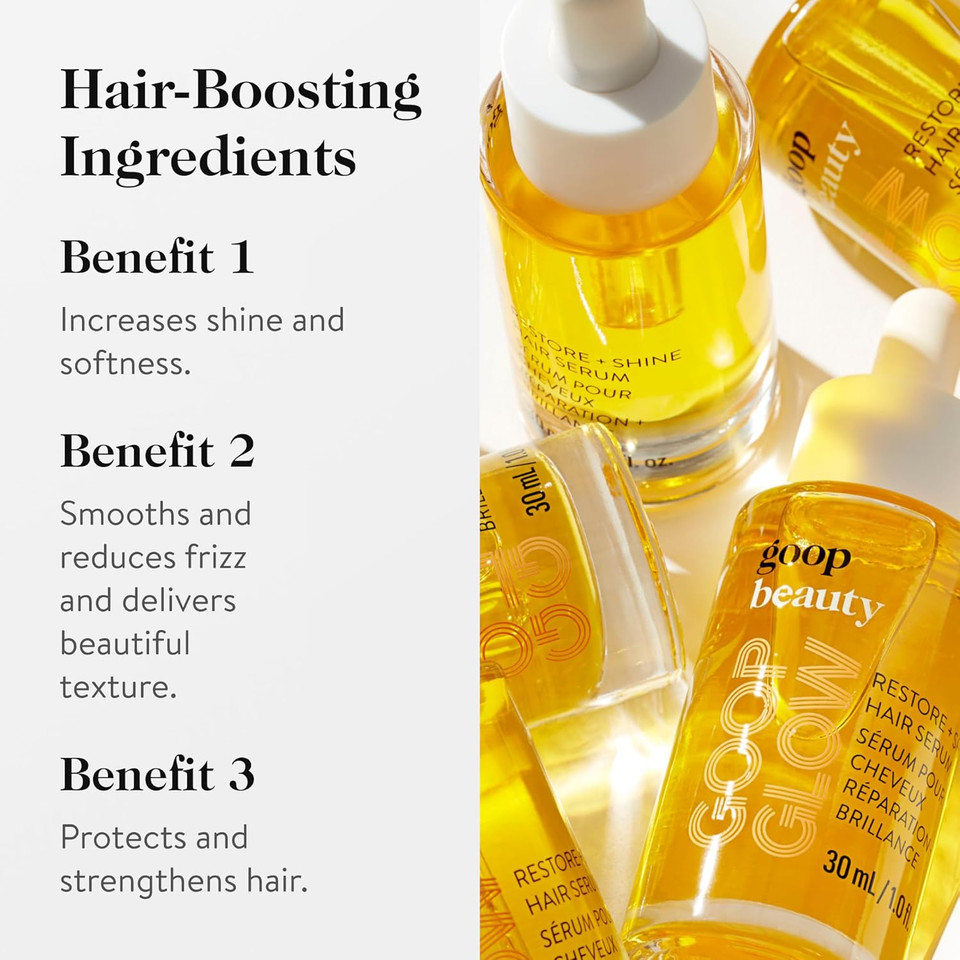 Goop Beauty Hair Serum | Moisturizer For Frizz & Dryness | Vitamin C, Sea Buckthorn, And Plumeria Monoi Oil | Detangler To Help Shine & Texture | Paraben And Silicone Free | 1 Fl Oz