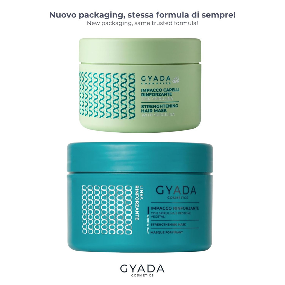 Gyada Strengthening And Repairing Hair Mask With Spirulina - Hydrating & Nourishing Mask For Dry & Damaged Hair - Anti Hair Loss - Vegan & Green Formula - Cruelty Free - 8.45 Fl Oz