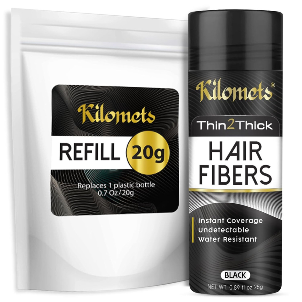 Hair Fibers For Thinning Hair And Refill (45G, Dark Brown) - Root Touch Up & Hair Powder For Gray Hair Cover Up - Instantly Thicker & Fuller Look - Completely Conceals Hair Loss In 15 Seconds