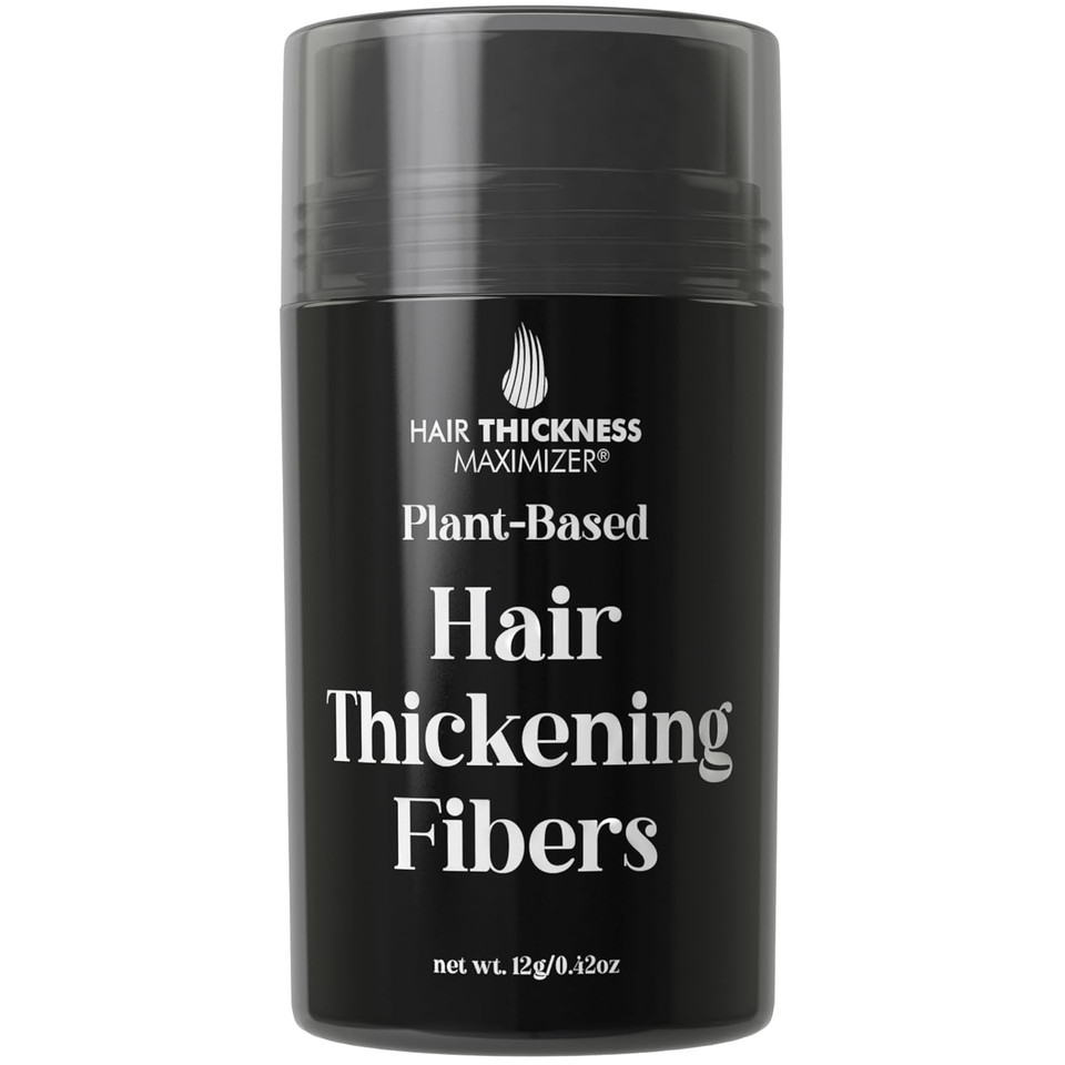Hair Fibers For Thinning Hair For Women, Men. Plant-Based Formula For Instant Hairline & Bald Spot Coverage. Non-Itchy, Easy To Wash Out (Black)