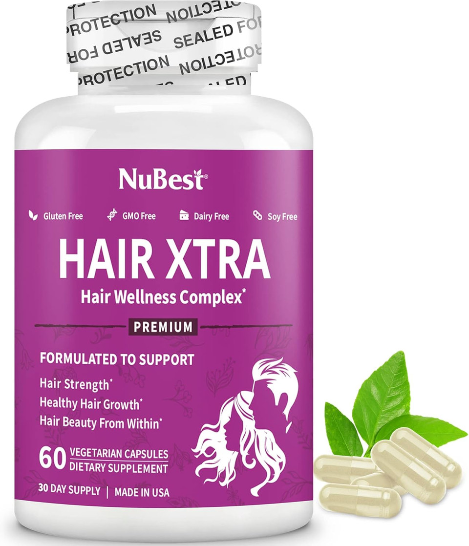 Hair Xtra - Hair Growth Vitamin For Faster Hair Growth - 60 Vegan Capsules - Natural Hair Thickening With Biotin, Zinc, Msm, B Vitamins, Choline - Hair Supplement, Hair Regrowth | 1 Month Supply Hair Xtra - Hair Growth Vitamin For Faster Hair Growth - 60 Vegan Capsules - Natural Hair Thickening With Biotin, Zinc, Msm, B Vitamins, Choline - Hair Supplement, Hair Regrowth | 1 Month Supply