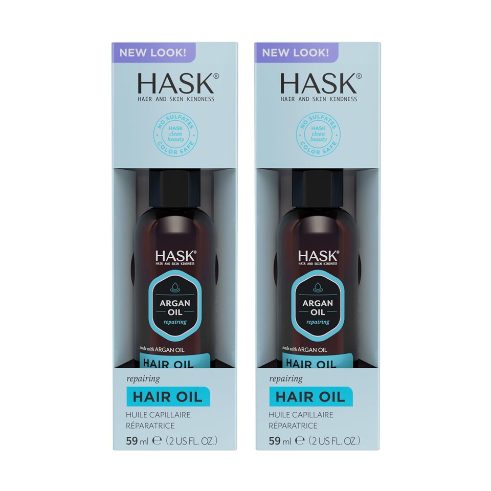 Hask Argan Repairing Hair Oil For Shine And Frizz Control For All Hair Types, Color Safe, Gluten Free, Sulfate Free, Paraben Free - 2 Hair Oils