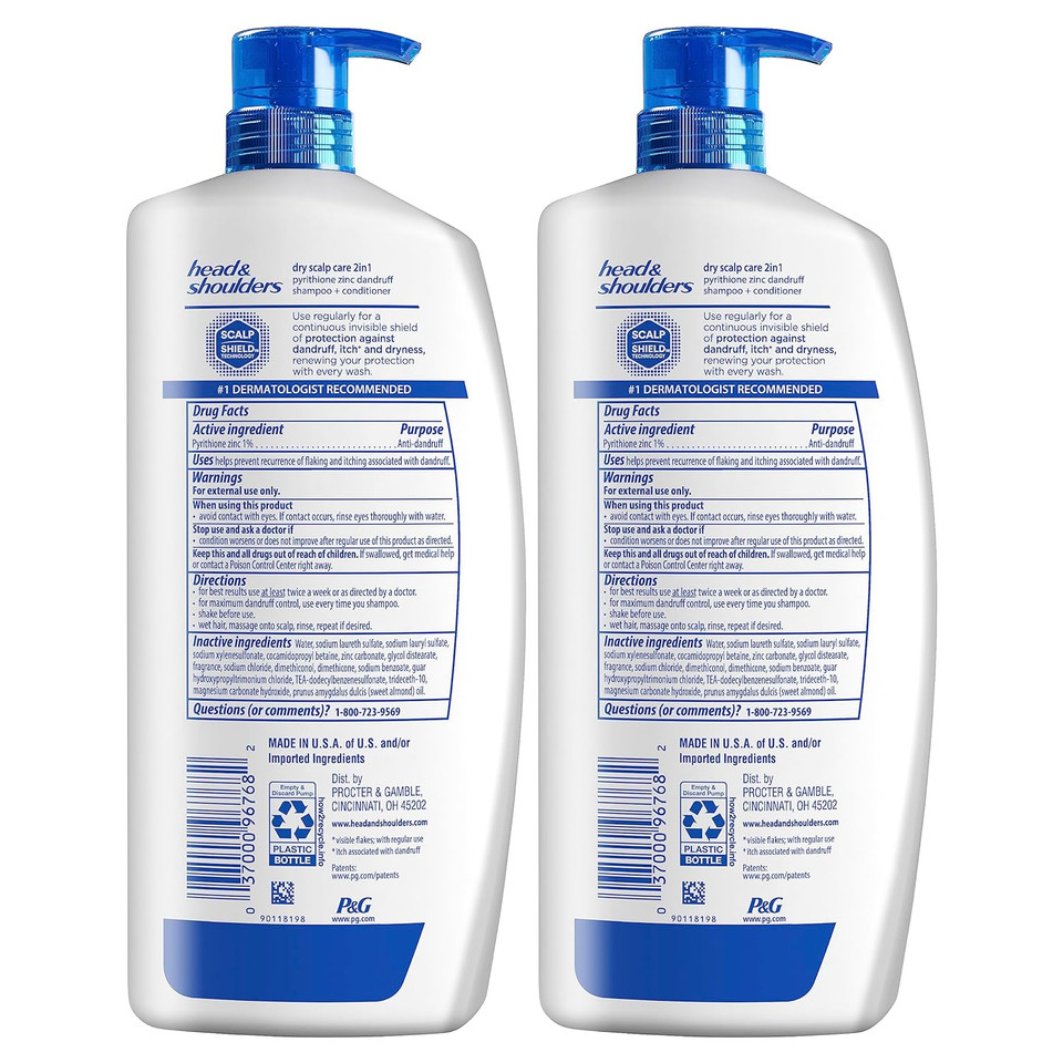 Head And Shoulders Dry Scalp Care With Almond Oil 2-In-1 Anti-Dandruff Paraben Free Shampoo And Conditioner 13.5 Fl Oz