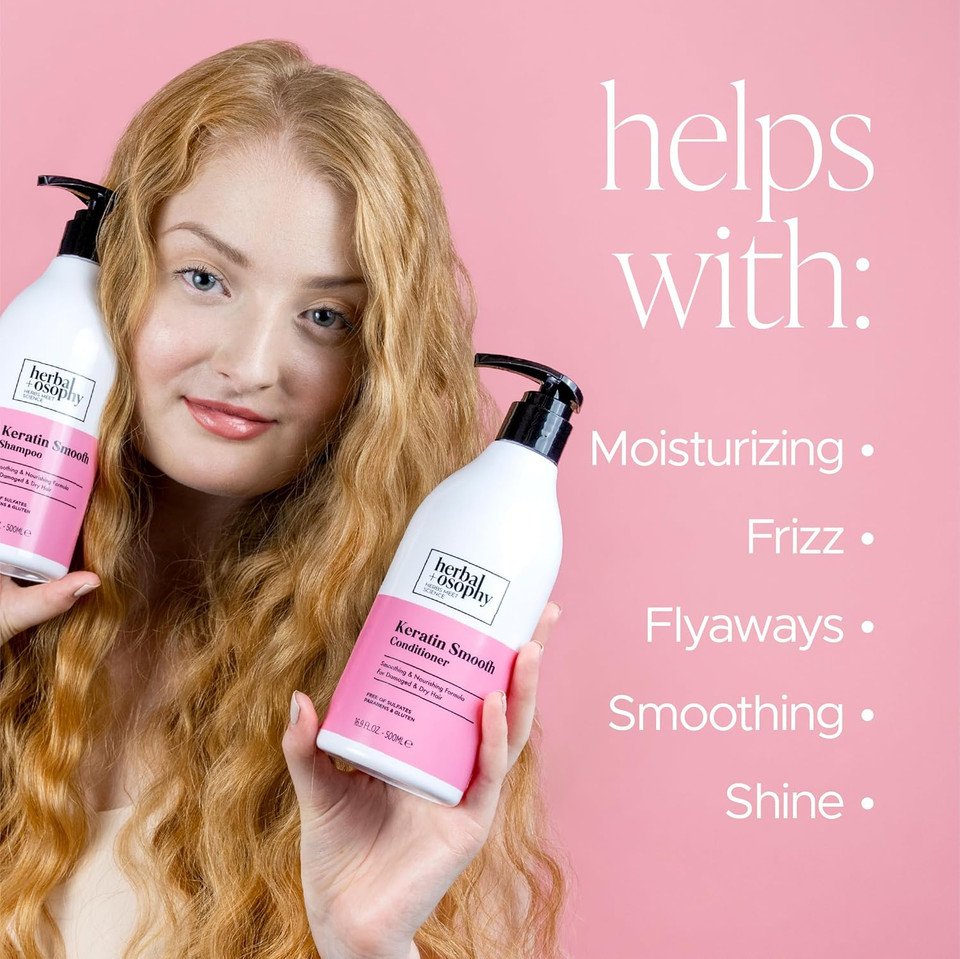 2 X 16.9 Fl Oz Keratin Shampoo & Conditioner Set, With With 8.5Oz Hair Mask, Smoothing, Nourishing & Moisturizing Formula For Damaged And Dry Hair