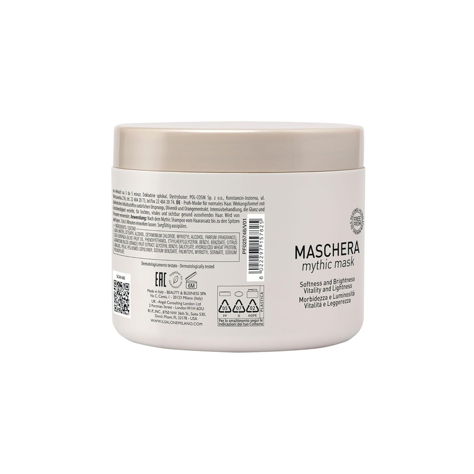Il Salone Milano Professional Mythic Mask - Moisturizing Hair Mask Enriched With Olive Oil And Orange Extract For Added Softness, Shine And Manageability - Salon Quality Hair Care (16.9 Oz / 500 Ml)