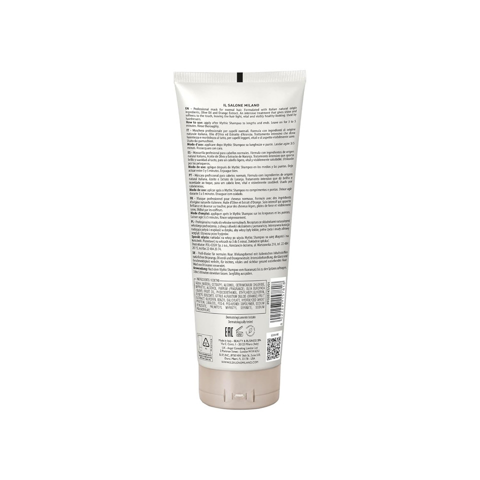 Il Salone Milano Professional Mythic Mask - Moisturizing Hair Mask Enriched With Olive Oil And Orange Extract For Added Softness, Shine And Manageability - Salon Quality Hair Care (8.55 Oz / 250 Ml)