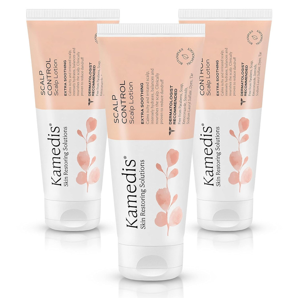 Kamedis Moisturizer Leave-On Botanical Scalp Lotion. For Dandruff, Dry, Itchy, Flaky And Sensitive Scalp Skin. Over-Night Head Mask, Parabens Free. 3.38 Fl Oz. (Scalp Lotion (3Pk))