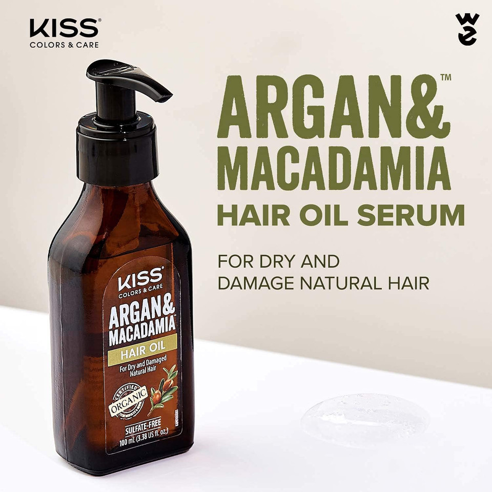 Kiss Argan & Macademia Reparative Hair Oil Serum 100Ml (3.38 Us Fl.Oz.)
