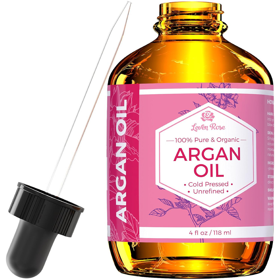 Leven Rose Argan Oil For Face, Hair And Skin - 4 Oz 100% Pure Moroccan Cold-Pressed Organic Leven Rose Argan Oil For Face, Hair And Skin - 4 Oz 100% Pure Moroccan Cold-Pressed Organic