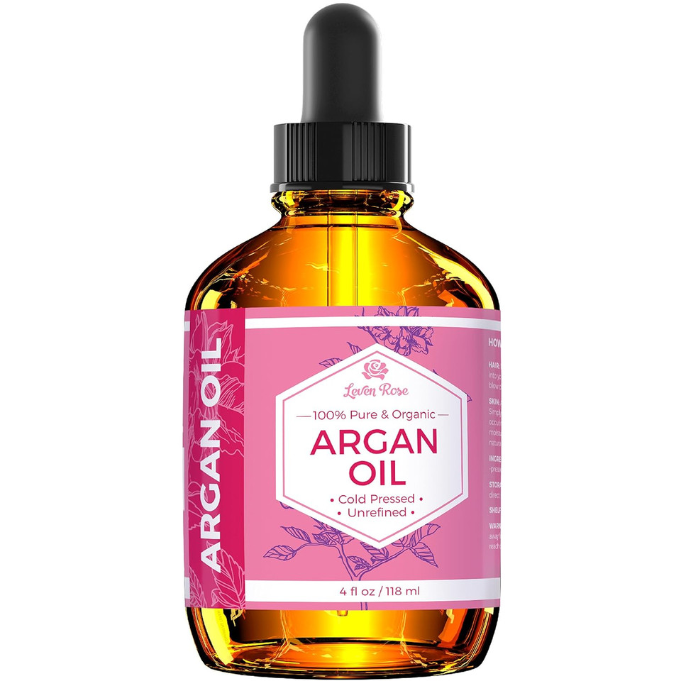 Leven Rose Argan Oil For Face, Hair And Skin - 4 Oz 100% Pure Moroccan Cold-Pressed Organic Leven Rose Argan Oil For Face, Hair And Skin - 4 Oz 100% Pure Moroccan Cold-Pressed Organic