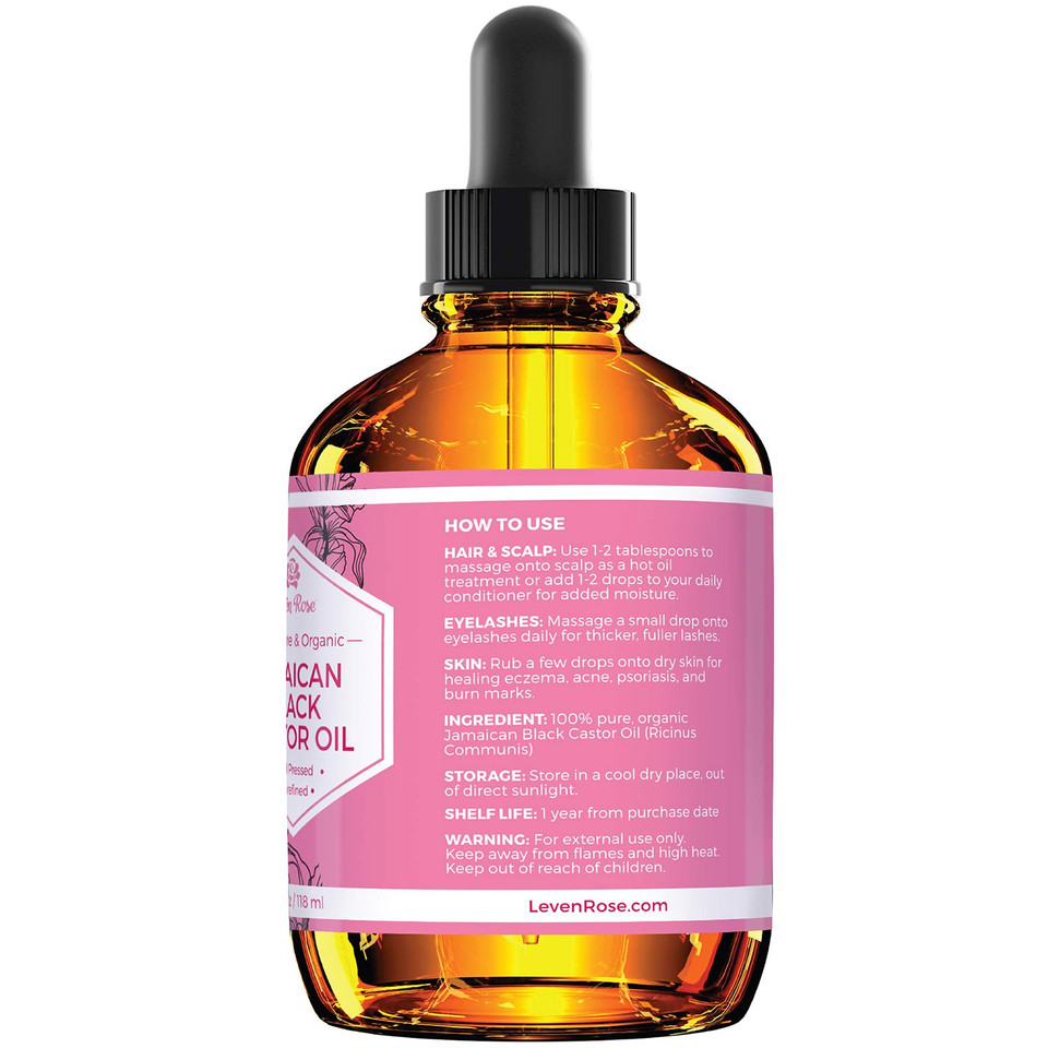 Leven Rose Jamaican Black Castor Seed Oil, Jamaican Black Castor Oil For Hair Growth, 100% Natural, Pure Organic Serum, Scalp Oil Treatment, Skin Soothing 4 Oz Leven Rose Jamaican Black Castor Seed Oil, Jamaican Black Castor Oil For Hair Growth, 100% Natural, Pure Organic Serum, Scalp Oil Treatment, Skin Soothing 4 Oz