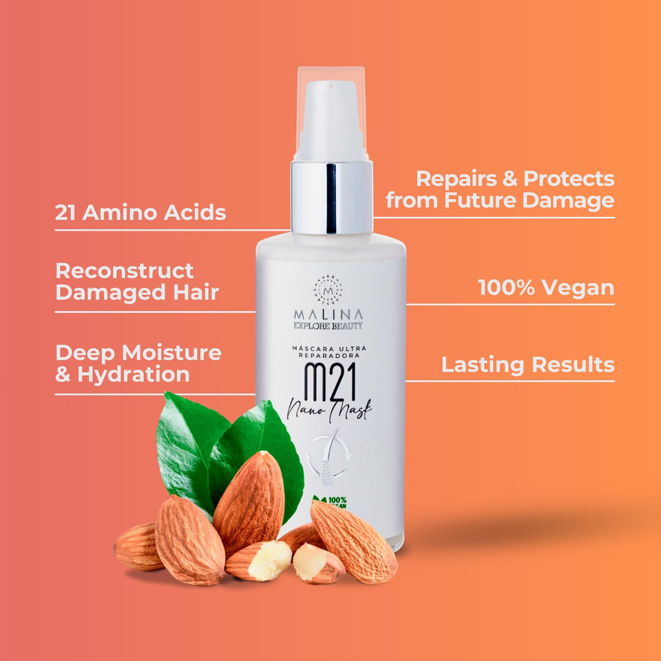 Malina Leave-In Repair Hair Mask For A Naturally Glowing Hair I Made In Brazil I Full Xl Size 2 Fl Oz