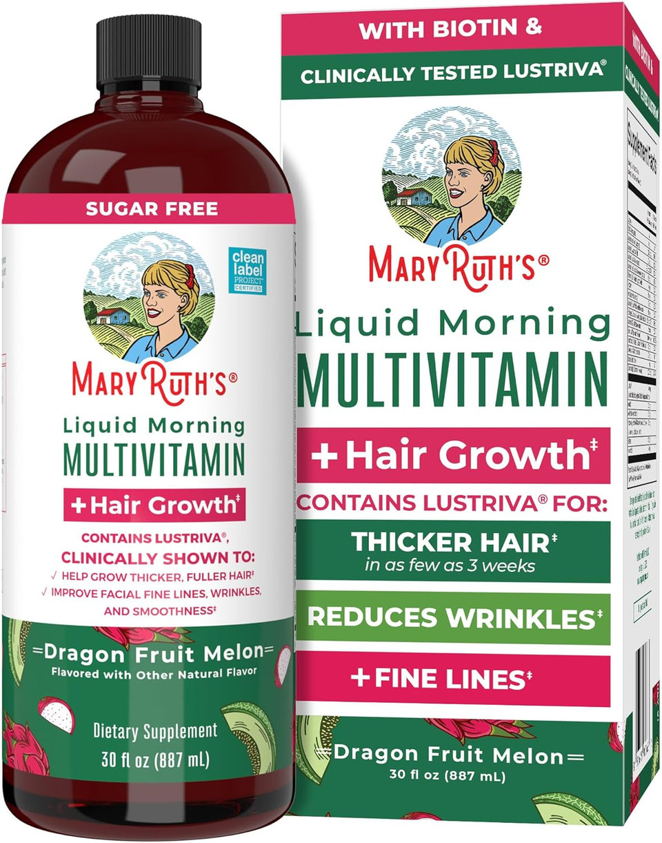 Maryruth'S Liquid Multivitamin + Hair Growth | Biotin 10000Mcg | Lustriva Hair Growth Supplement | Clinically Tested In Women For Thicker Hair & Facial Wrinkle | Skin Care | Ages 18+ | 15.22 Fl Oz Maryruth'S Liquid Multivitamin + Hair Growth | Biotin 10000Mcg | Lustriva Hair Growth Supplement | Clinically Tested In Women For Thicker Hair & Facial Wrinkle | Skin Care | Ages 18+ | 15.22 Fl Oz