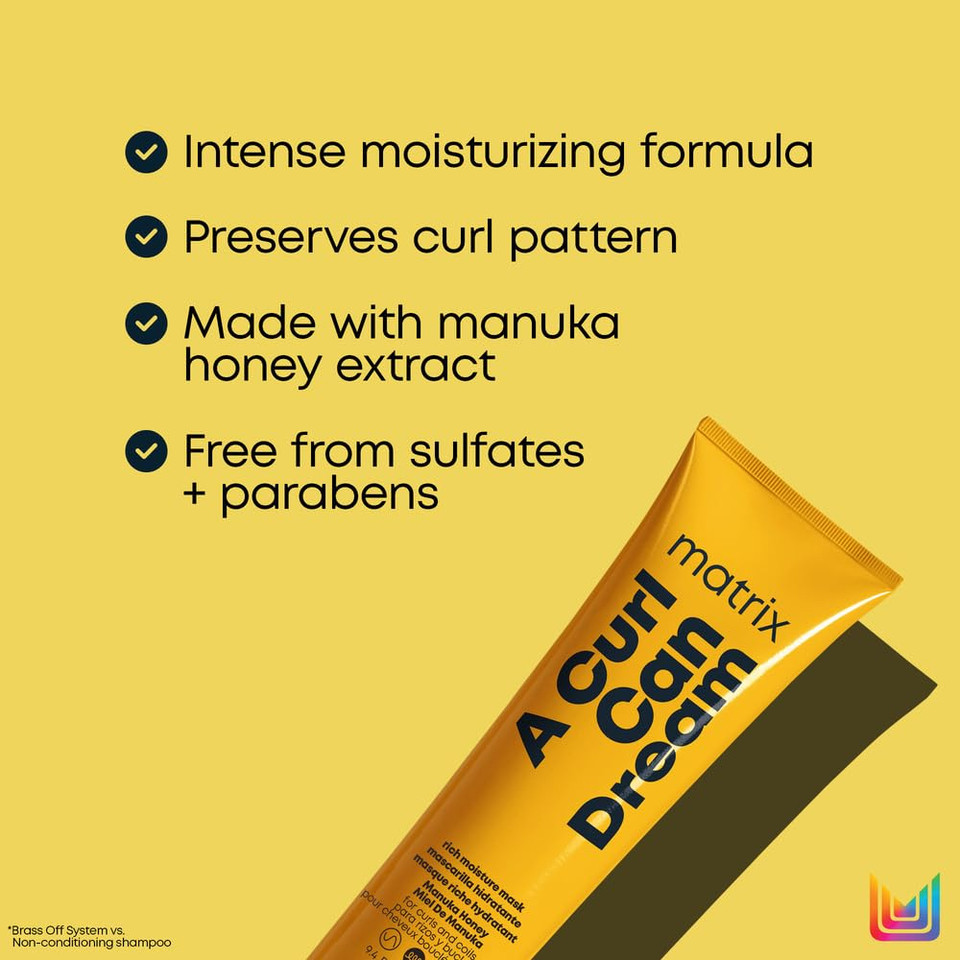 Matrix A Curl Can Dream Rich Mask, Hydrating & Deep Conditioning Leave-In Mask, Curly & Coily Hair, Sulfate & Paraben-Free, Preserves Curl Pattern