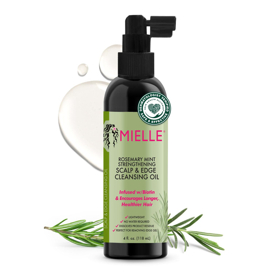 Mielle Organics Rosemary & Mint Scalp & Edge Cleansing Hair Oil - No-Rinse Scalp Cleanser For Product Build Up - Prolongs Hairstyles Between Wash Days & Encourages Longer, Healthier Hair (4 Oz)