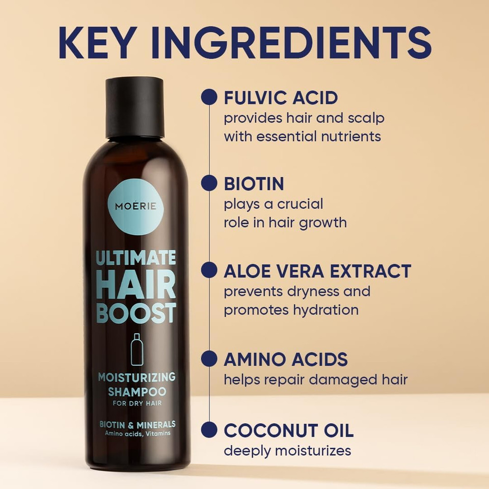 Moerie Ultimate Hair Growth Shampoo  For Longer, Thicker, Fuller Hair - Vegan Friendly Volumizing Hair Products  Paraben & Silicone Free  All Hair Types  Reverse Hair Loss  Moisturizing