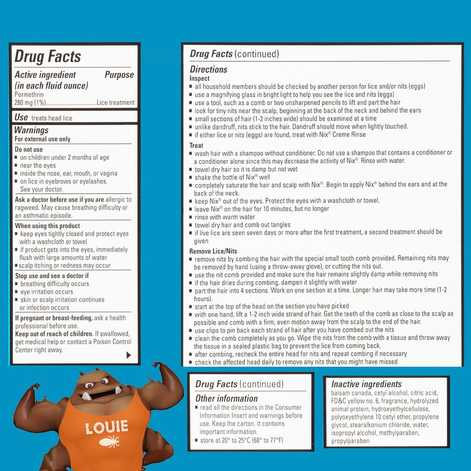 Nix Lice Killing Creme Rinse Extra Strength And Lice Comb, 2 Fl Oz