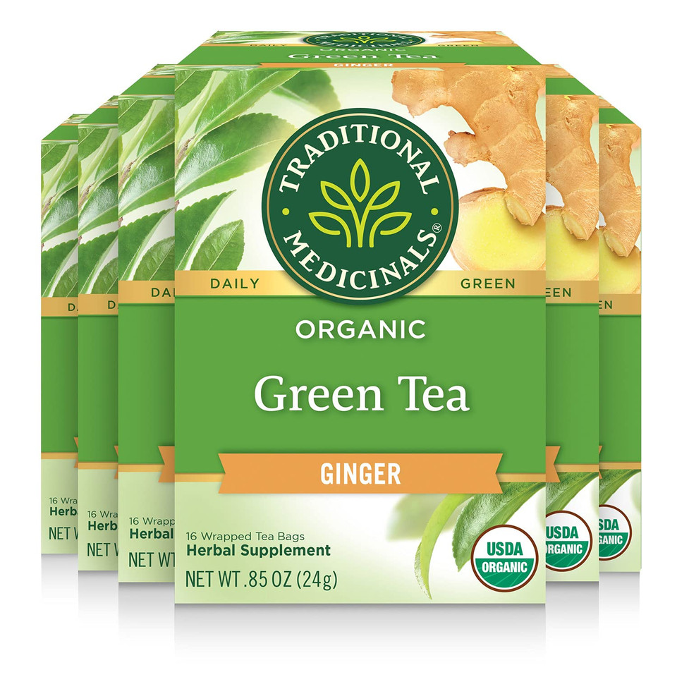 Traditional Medicinals Organic Green Ginger Tea, Promotes Healthy Digestion, 16 Count (Pack Of 6)16 Count (Pack Of 6)