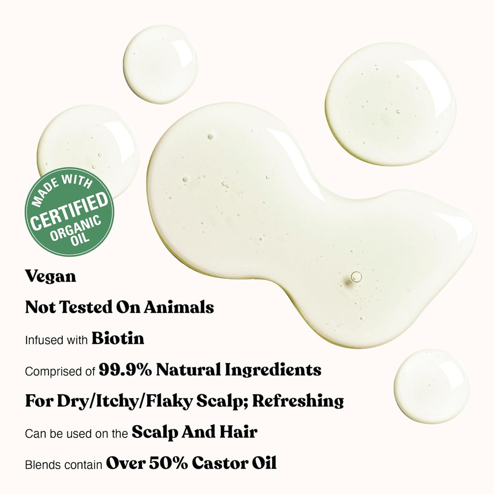 Red By Kiss Professional 99.9% Natural Hair Oil, Organic Vegan Oil Blend For Dry & Itchy Flaky Relief, Hydrating Biotin Infused, Nourish Add Shine & Smooth Hair (Peppermint, 2.5 Fl Oz)